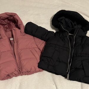 Toddler Pink and Black Puffer Jackets